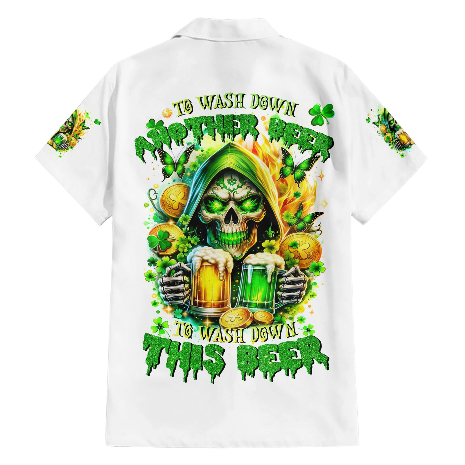 Irish Skull Hawaiian Shirt To Wash Down Another Beer To Wash Down This Beer - Wonder Print Shop