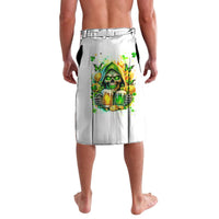 White lavalava/sarong with green skull and shamrock beer graphic