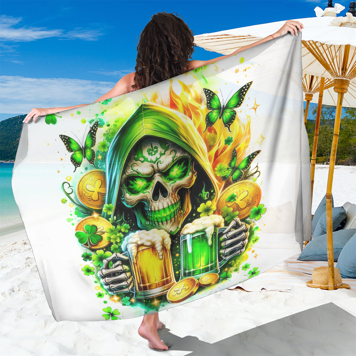 Irish Skull Sarong To Wash Down Another Beer To Wash Down This Beer - Wonder Print Shop