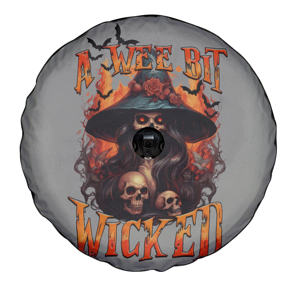 Witch Skull Spare Tire Cover A Wee Bit Wicked - Wonder Print Shop