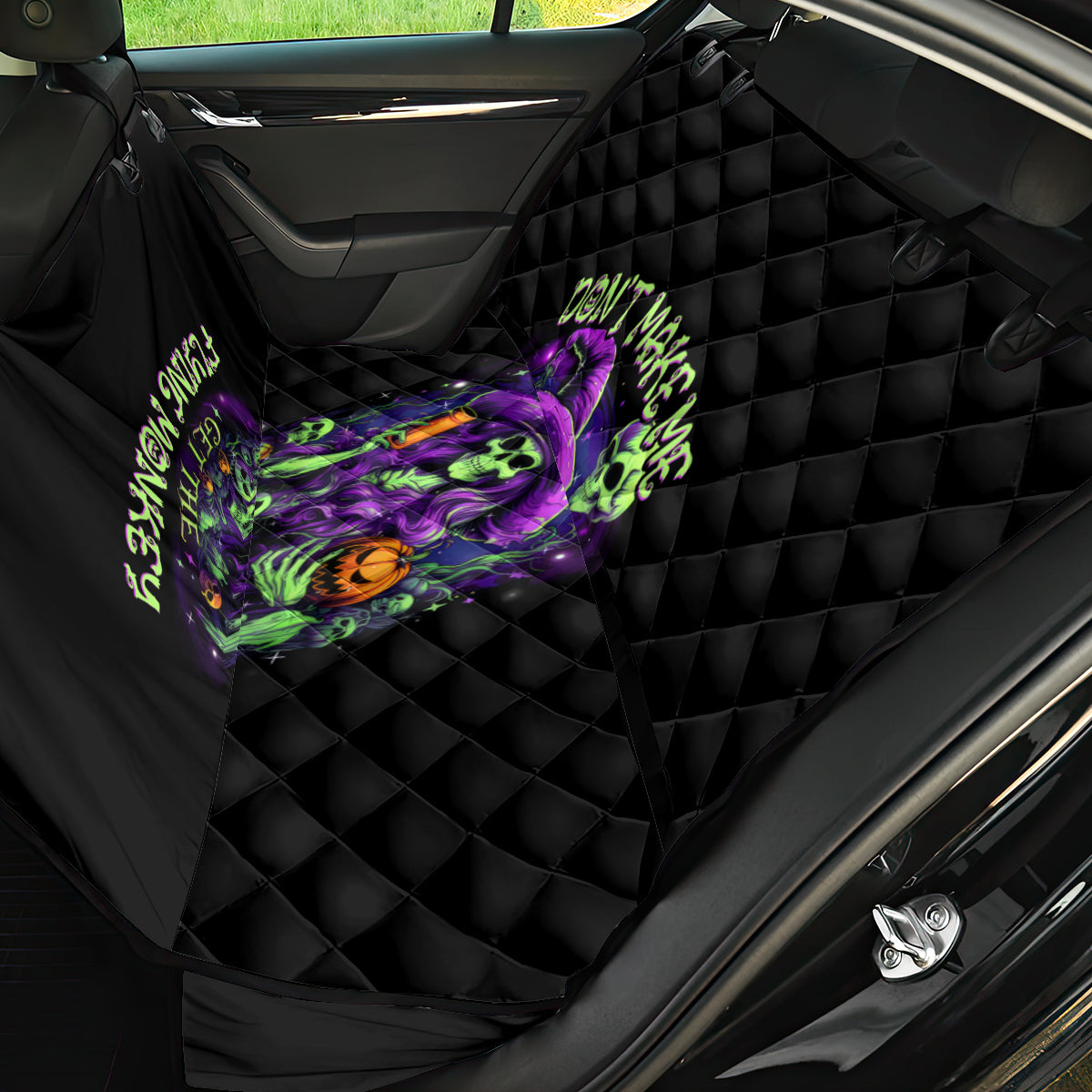 Witch Skull Back Car Seat Cover Don't Make Me Get The Flying Monkey - Wonder Print Shop