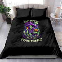 Black bedding set with witch skull and colorful graphic on duvet cover