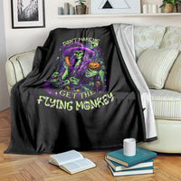 Black witch skull blanket on couch with neon 'DON'T MAKE ME' and pumpkin graphic
