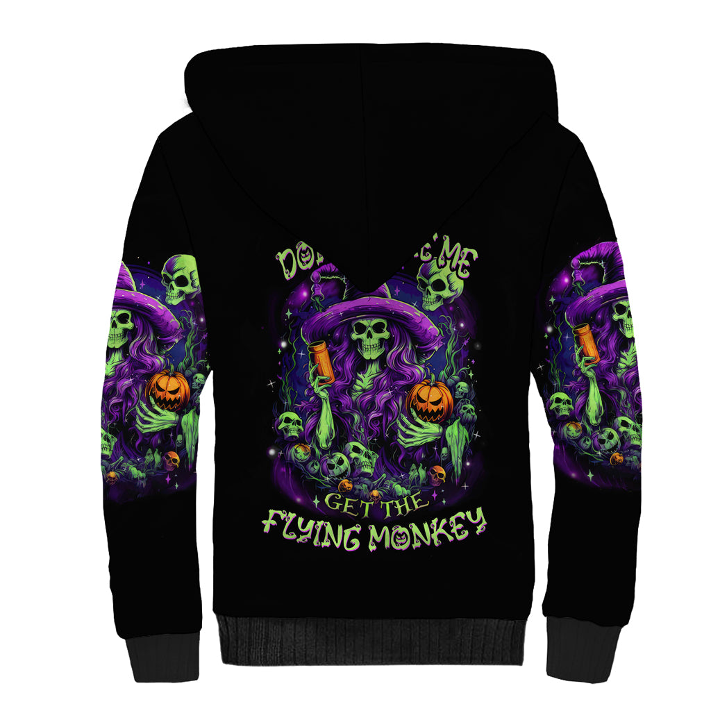 Witch Skull Sherpa Hoodie Don't Make Me Get The Flying Monkey - Wonder Print Shop