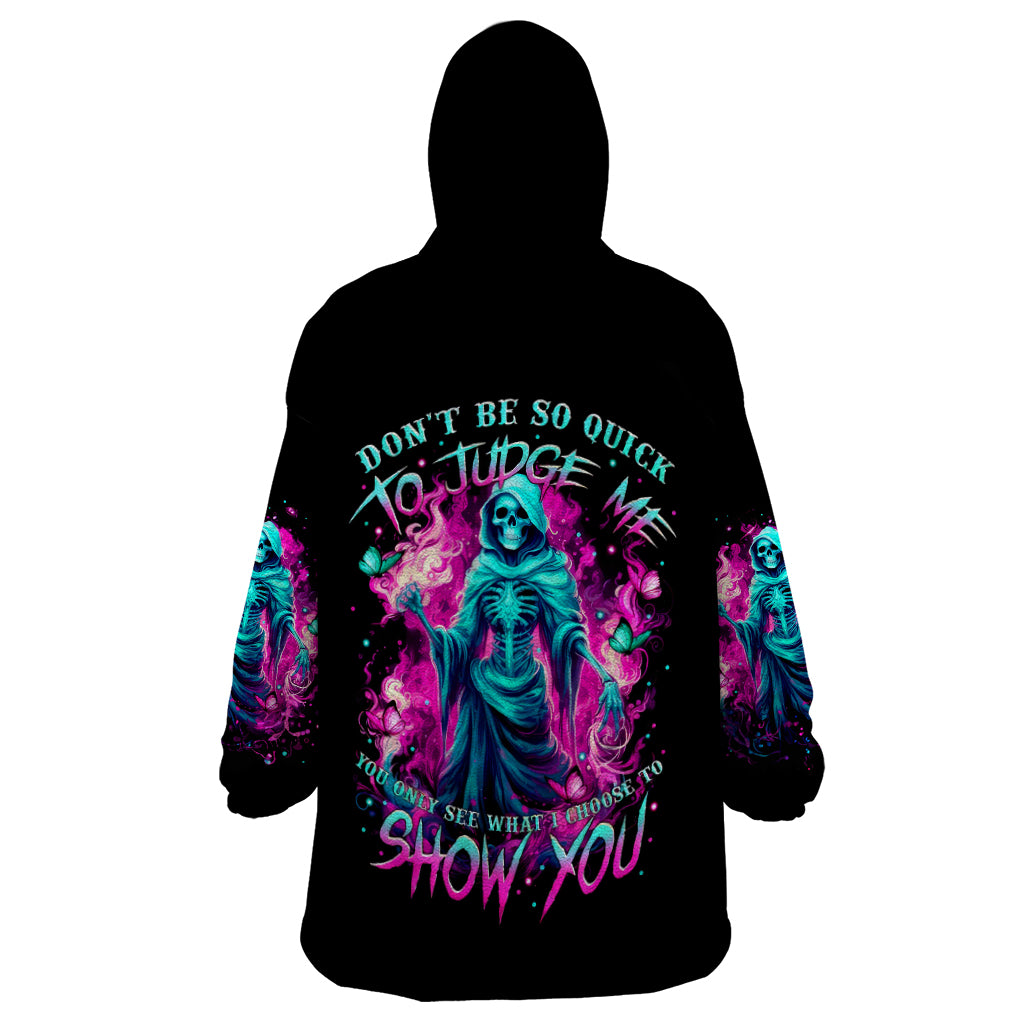 Witch Skull Wearable Blanket Hoodie Don't Be So Quick To Judge Me - Wonder Print Shop