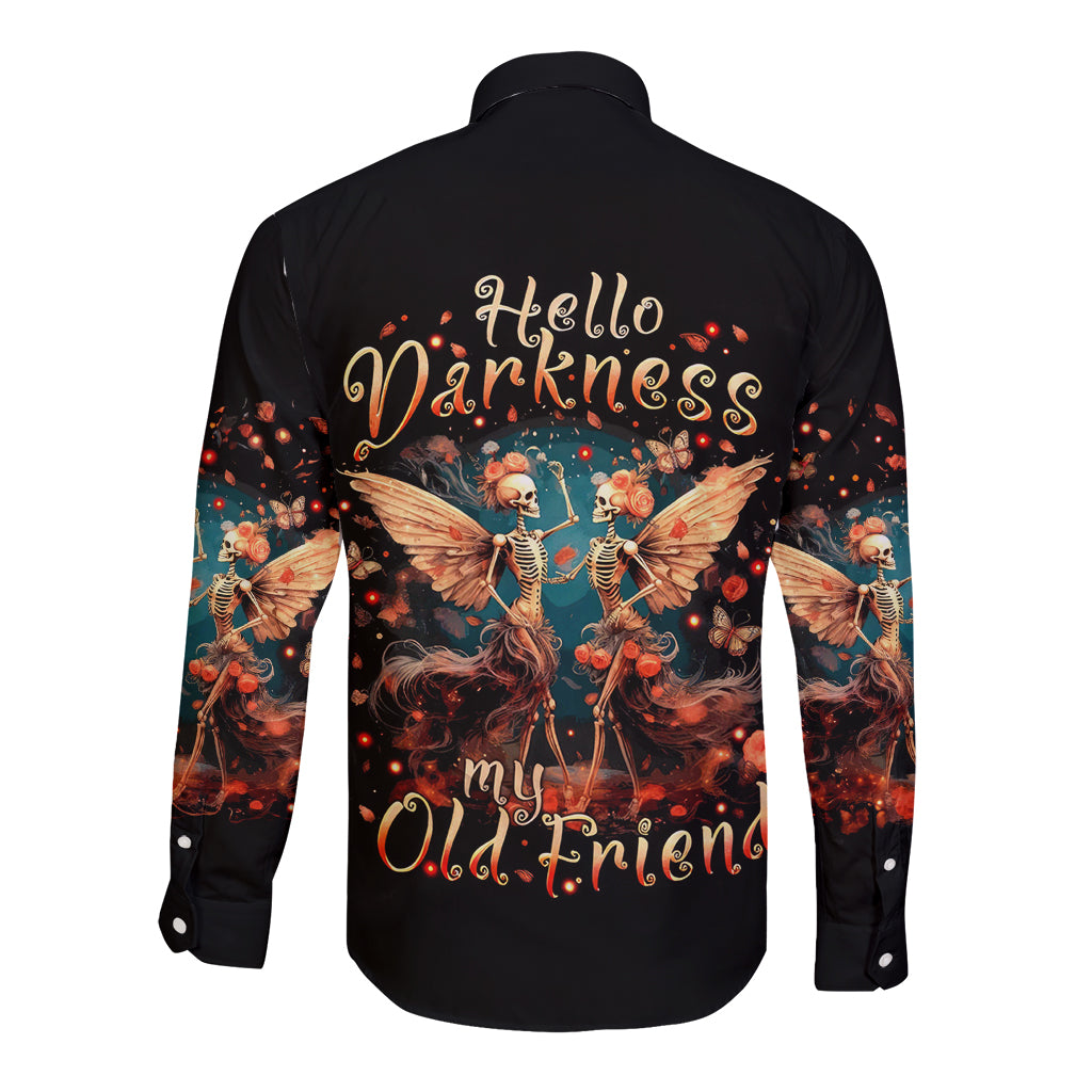 Fairy Skull Long Sleeve Button Shirt Hello Darkness My Old Friend - Wonder Print Shop