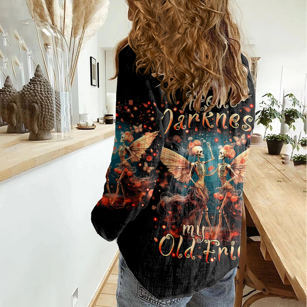 Fairy Skull Women Casual Shirt Hello Darkness My Old Friend DT01