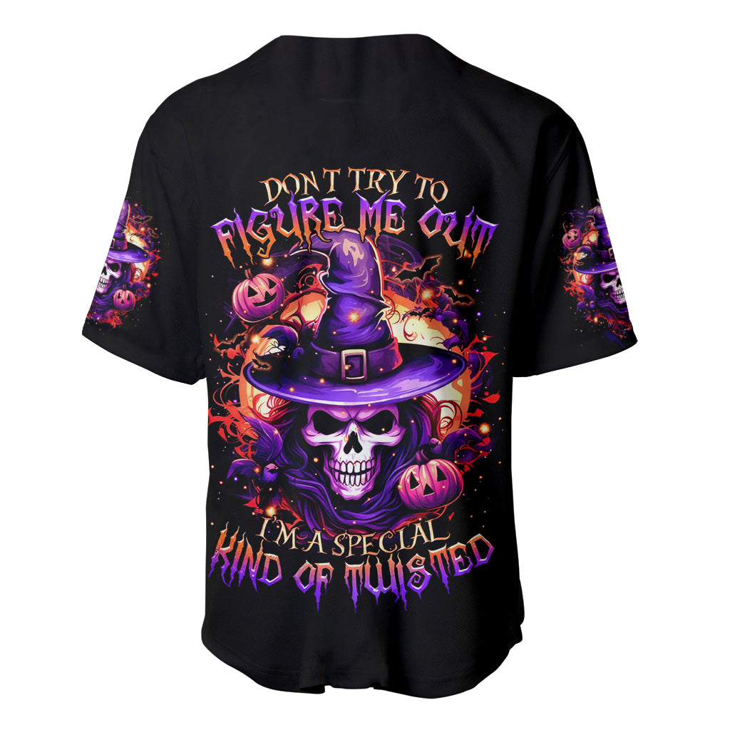 Witch Skull Baseball Jersey Don't Try To Figure Me Out - Wonder Print Shop