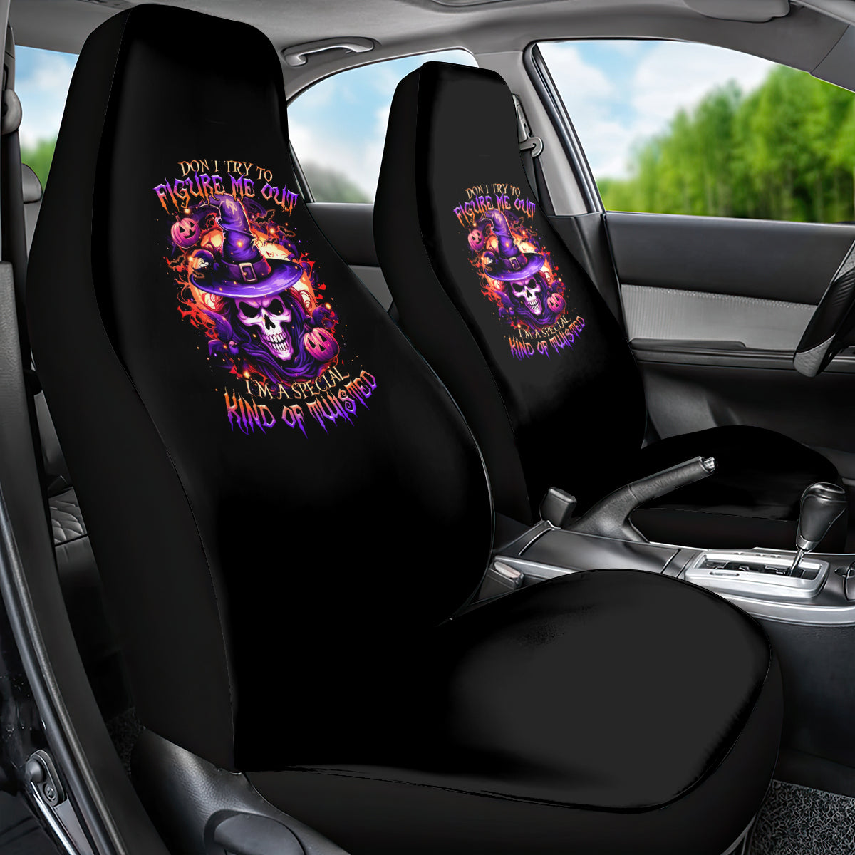 Witch Skull Car Seat Cover Don't Try To Figure Me Out - Wonder Print Shop