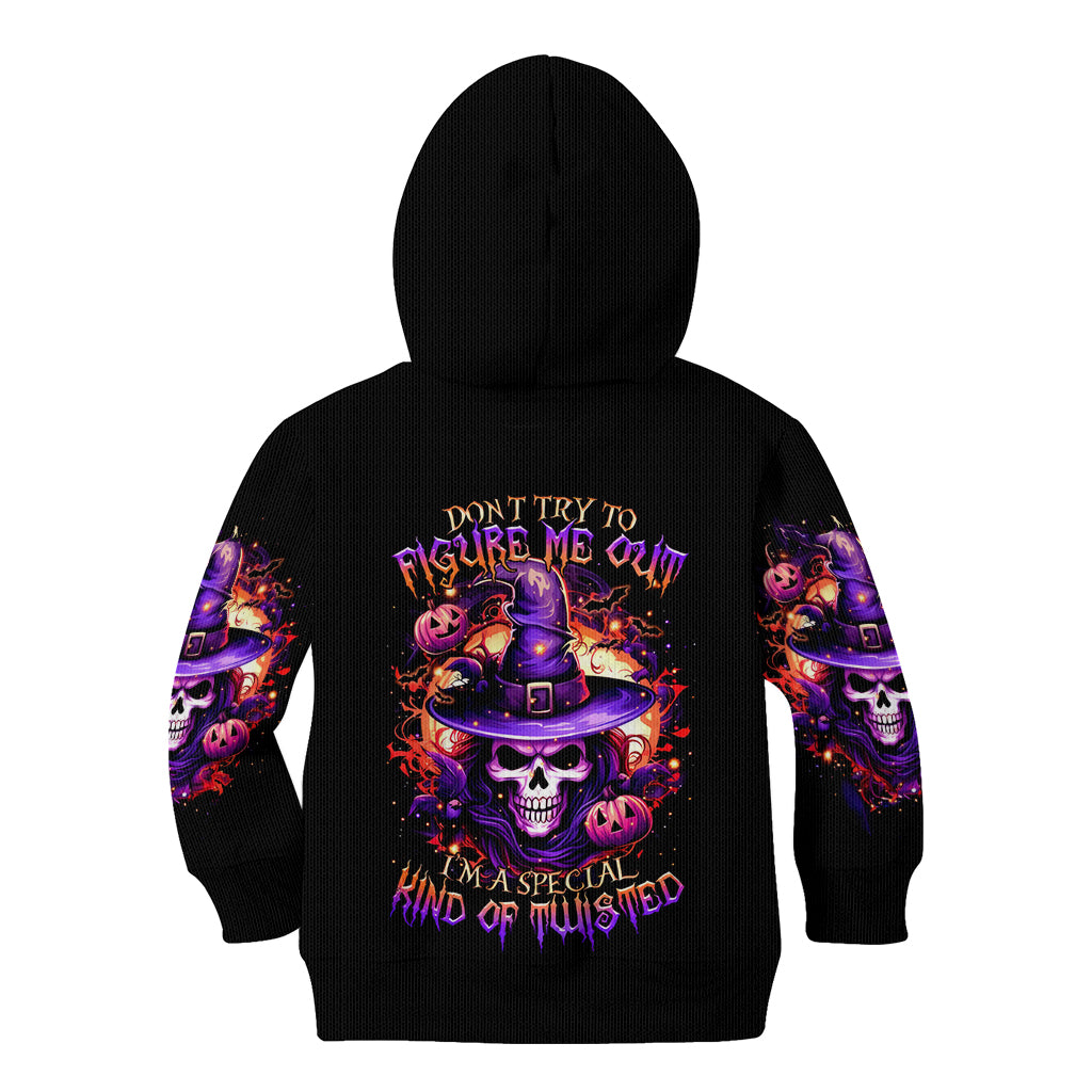 Witch Skull Kid Hoodie Don't Try To Figure Me Out - Wonder Print Shop