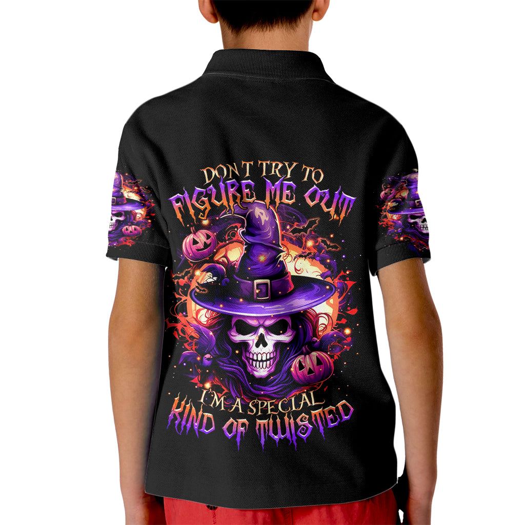 Witch Skull Kid Polo Shirt Don't Try To Figure Me Out - Wonder Print Shop