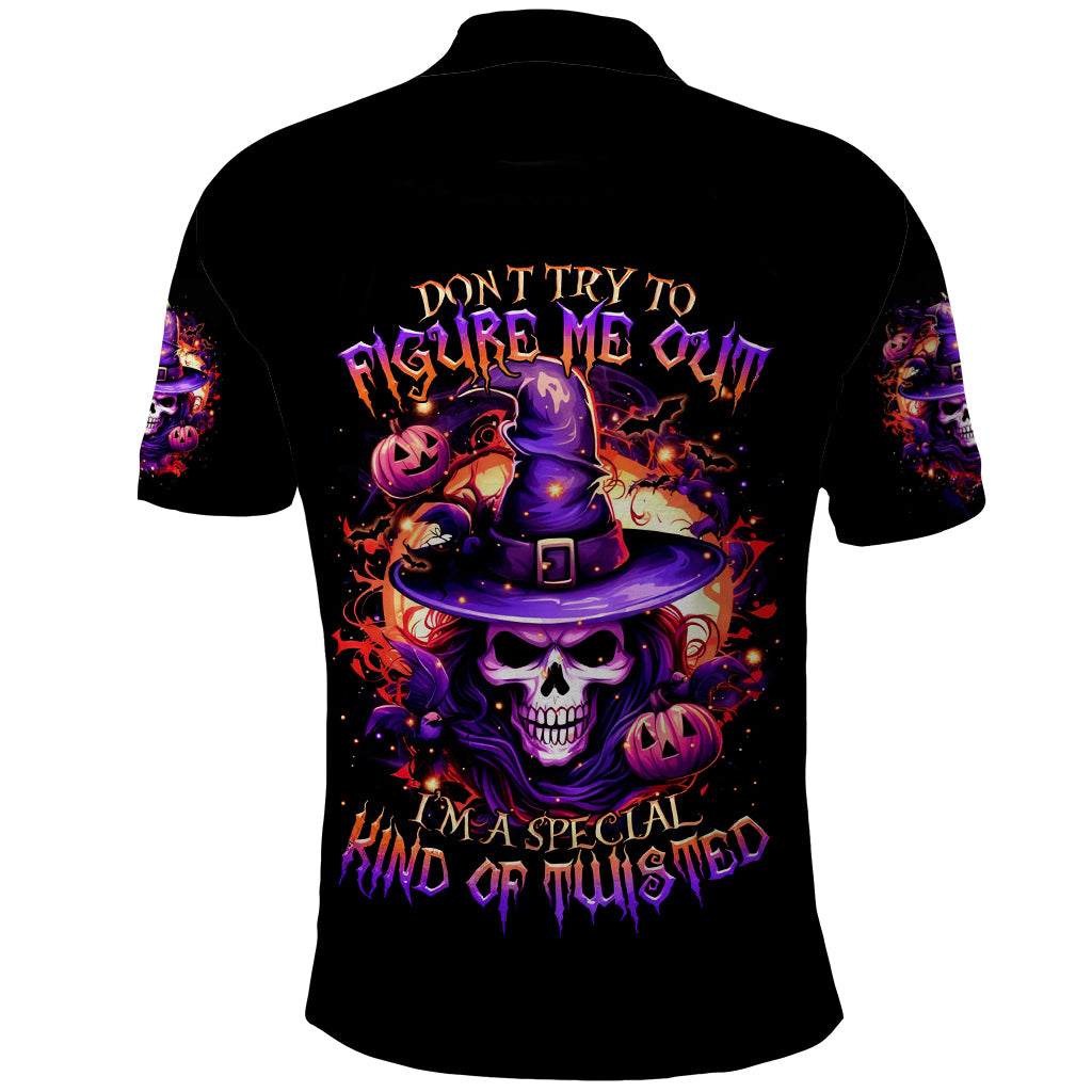 Witch Skull Polo Shirt Don't Try To Figure Me Out - Wonder Print Shop