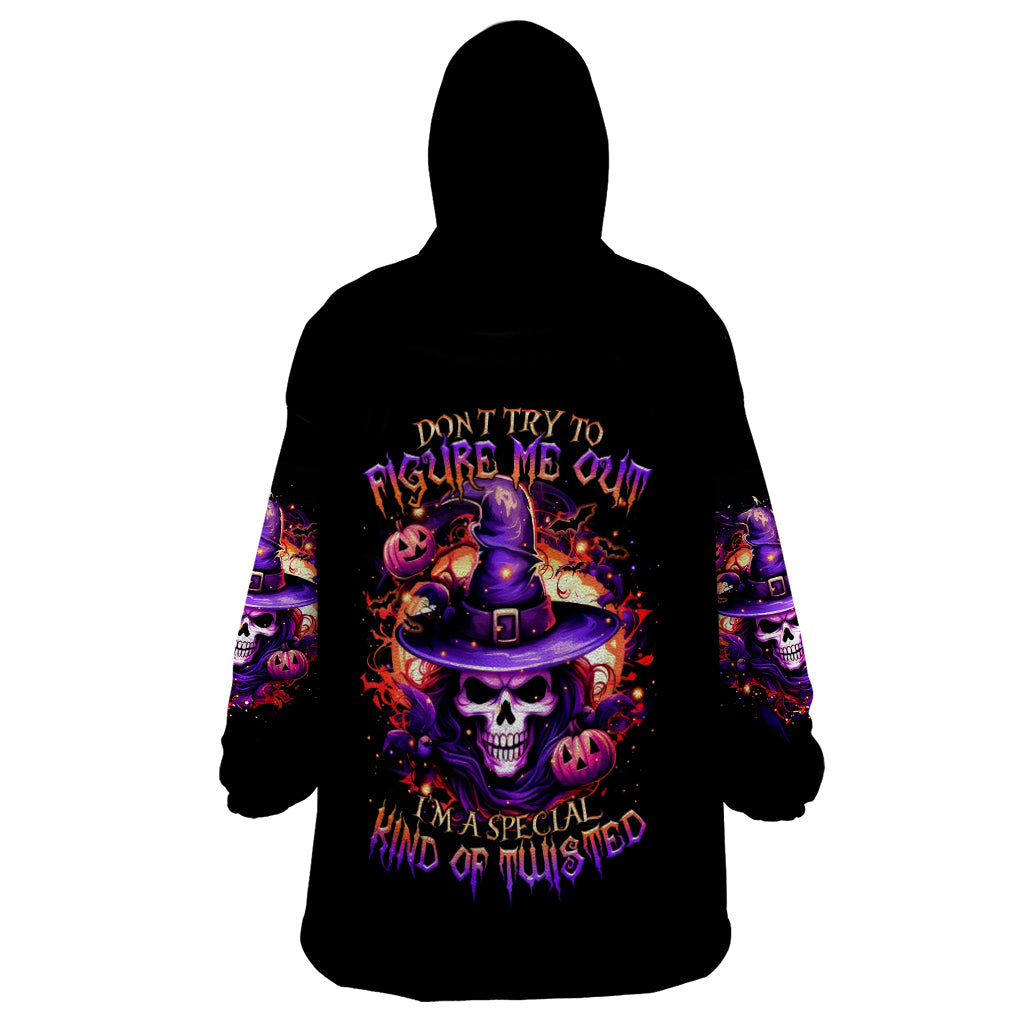 Witch Skull Wearable Blanket Hoodie Don't Try To Figure Me Out - Wonder Print Shop