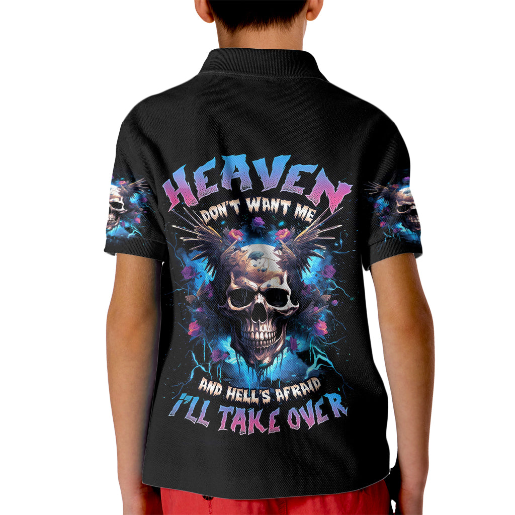 Wings Skull Kid Polo Shirt Heaven Don't Want Me Hell Afraid I Take Over - Wonder Print Shop