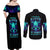 Flame Skull Couples Matching Off Shoulder Maxi Dress and Long Sleeve Button Shirt I'm Never Alone My Demons With Me 24/7 - Wonder Print Shop