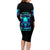 Flame Skull Family Matching Long Sleeve Bodycon Dress and Hawaiian Shirt I'm Never Alone My Demons With Me 24/7 - Wonder Print Shop