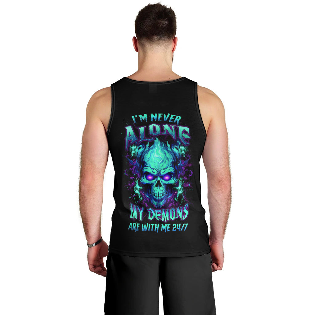 Flame Skull Men Tank Top I'm Never Alone My Demons With Me 24/7 - Wonder Print Shop