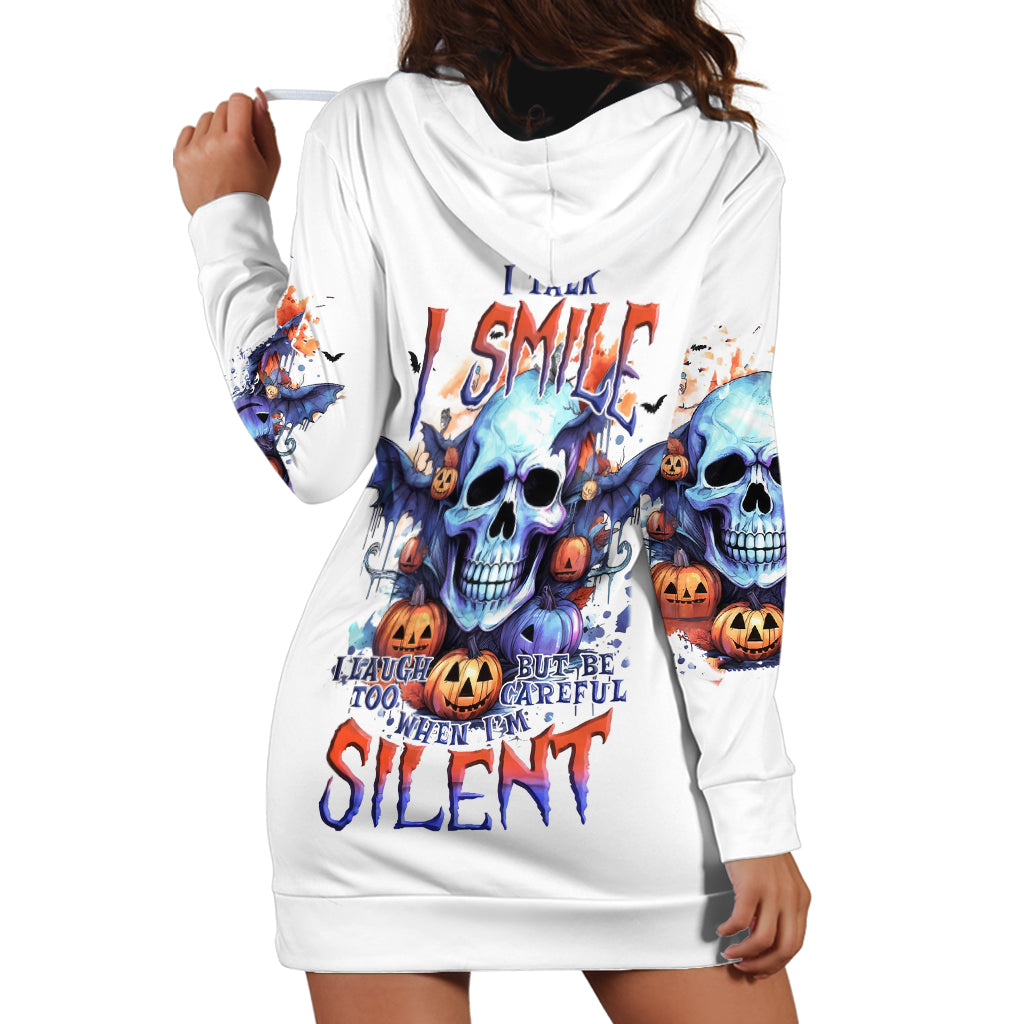 Bat Skull Hoodie Dress I Talk I Smile But Be Carefull When I Silent - Wonder Print Shop