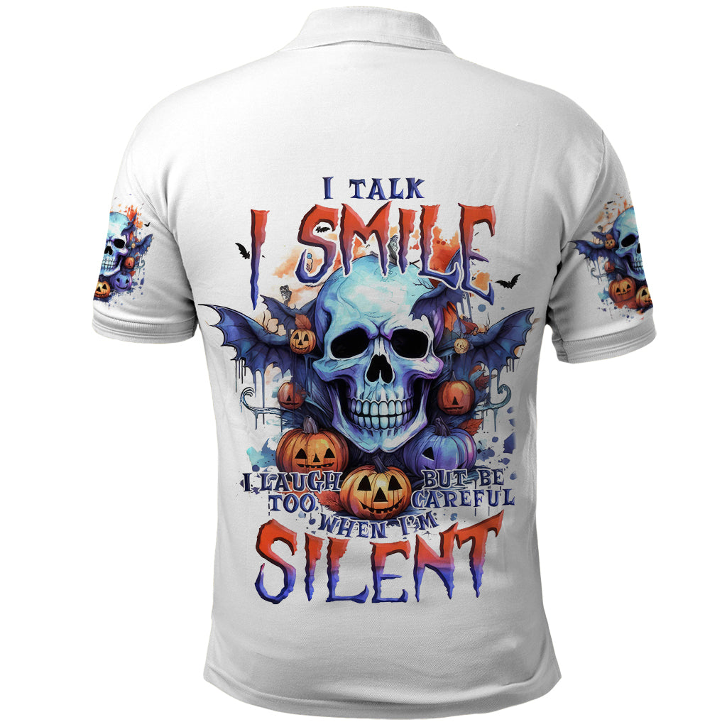 Bat Skull Polo Shirt I Talk I Smile But Be Carefull When I Silent - Wonder Print Shop