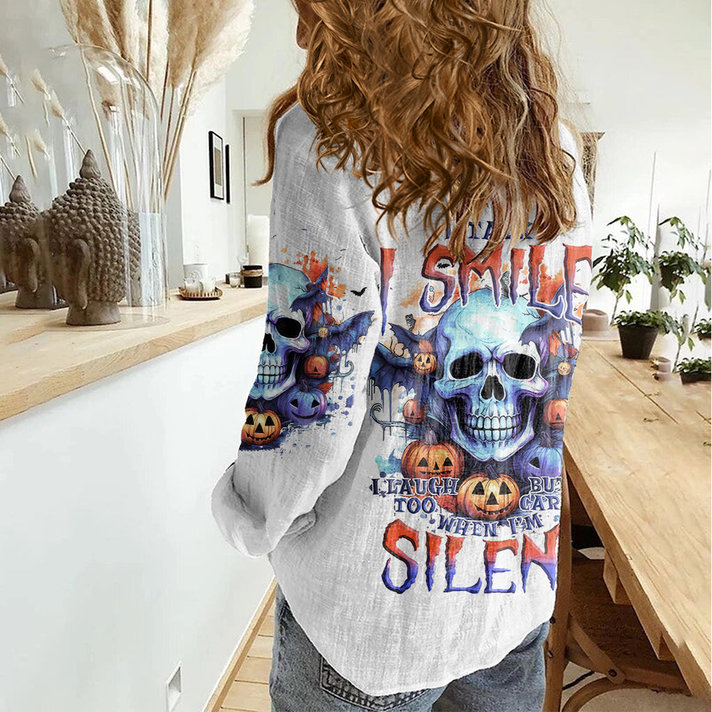 Bat Skull Women Casual Shirt I Talk I Smile But Be Carefull When I Silent DT01