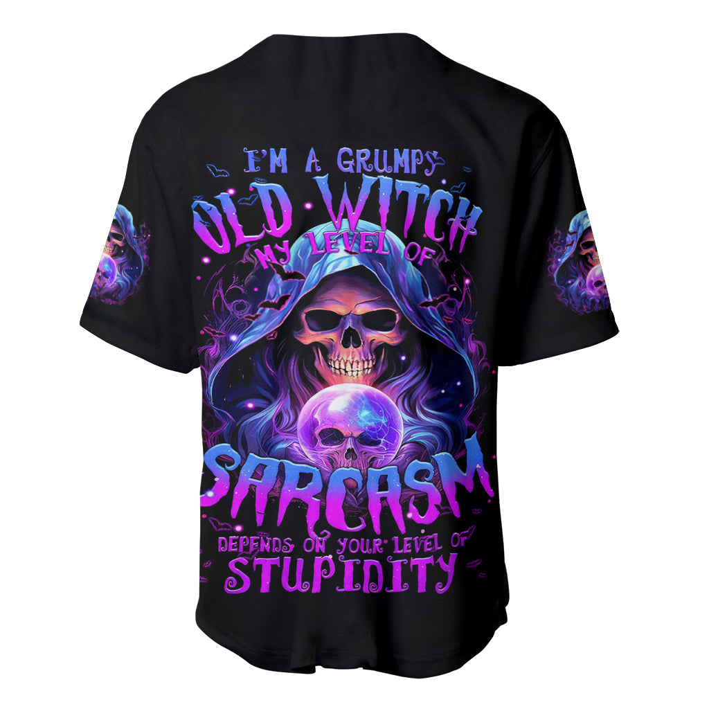 Witch Skull Baseball Jersey I'm A Grumpy Old Witch - Wonder Print Shop