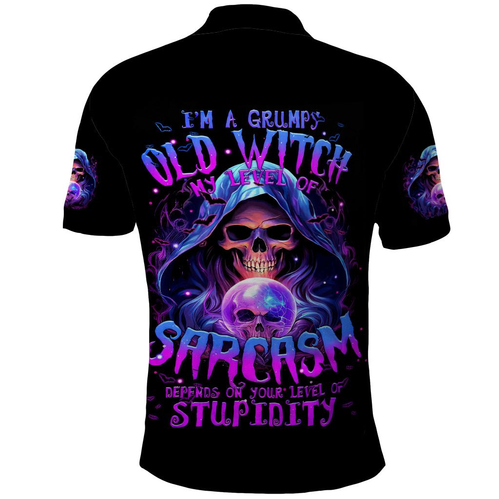 Witch Skull Polo Shirt I'm A Grumpy Old Witch - Wonder Print Shop