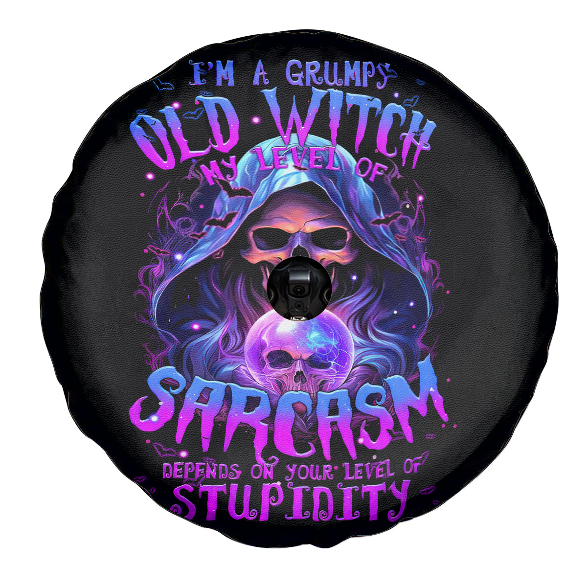 Witch Skull Spare Tire Cover I'm A Grumpy Old Witch - Wonder Print Shop