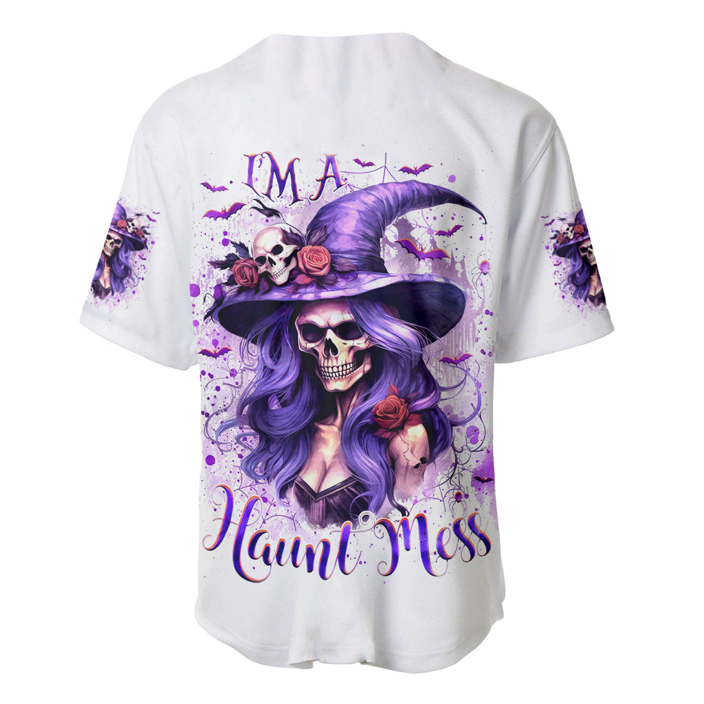 Witch Skull Baseball Jersey I'm A Haunt Mess - Wonder Print Shop