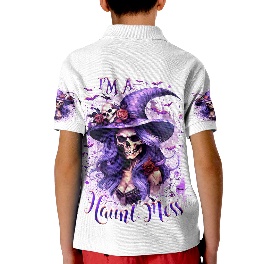 Witch Skull Kid Polo Shirt I'm A Haunt Mess - Wonder Print Shop