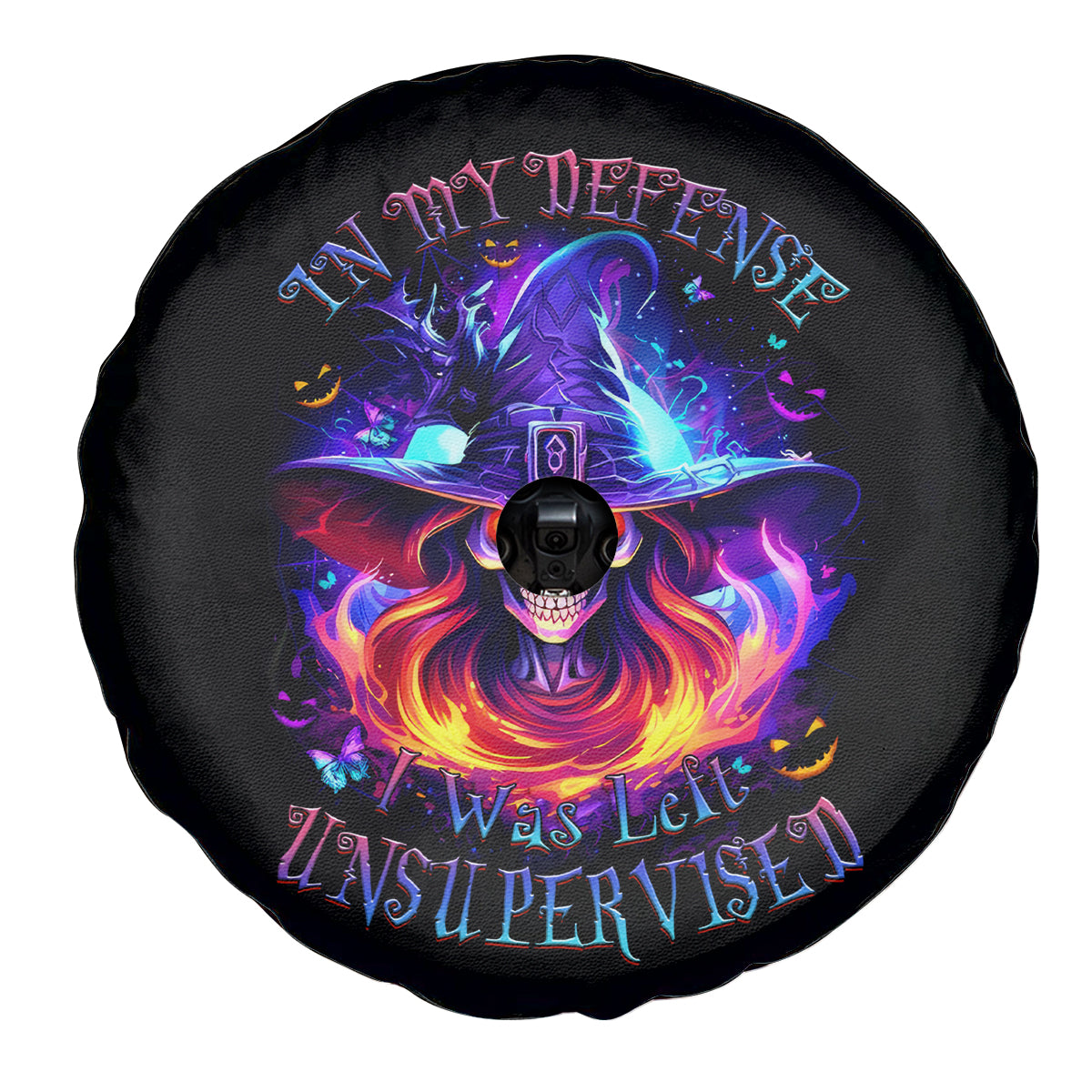 Fire Witch Skull Spare Tire Cover In My Defense The Moon Was Full And I Was Left Unsupervided - Wonder Print Shop