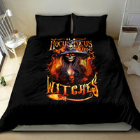 Black bedding set with two shams and matching duvet showing “Hocus Pocus” witch skull