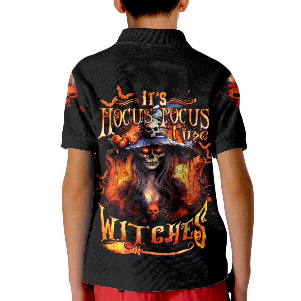 Witch Skull Kid Polo Shirt It's Hocus Pocus Time Witches - Wonder Print Shop