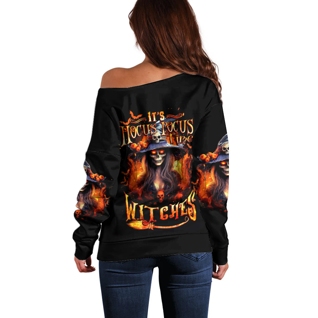 Witch Skull Off Shoulder Sweater It's Hocus Pocus Time Witches - Wonder Print Shop