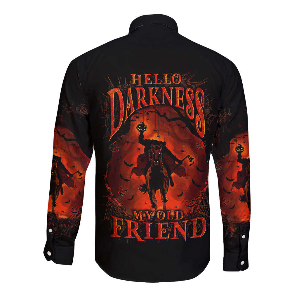 Jack O Lantern Skull Long Sleeve Button Shirt Hello Darkness My Old Friend - Wonder Print Shop