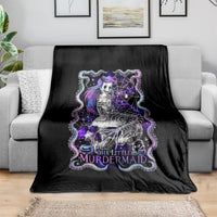 Black mermaid skull blanket with purple graphic, The Little Murdermaid