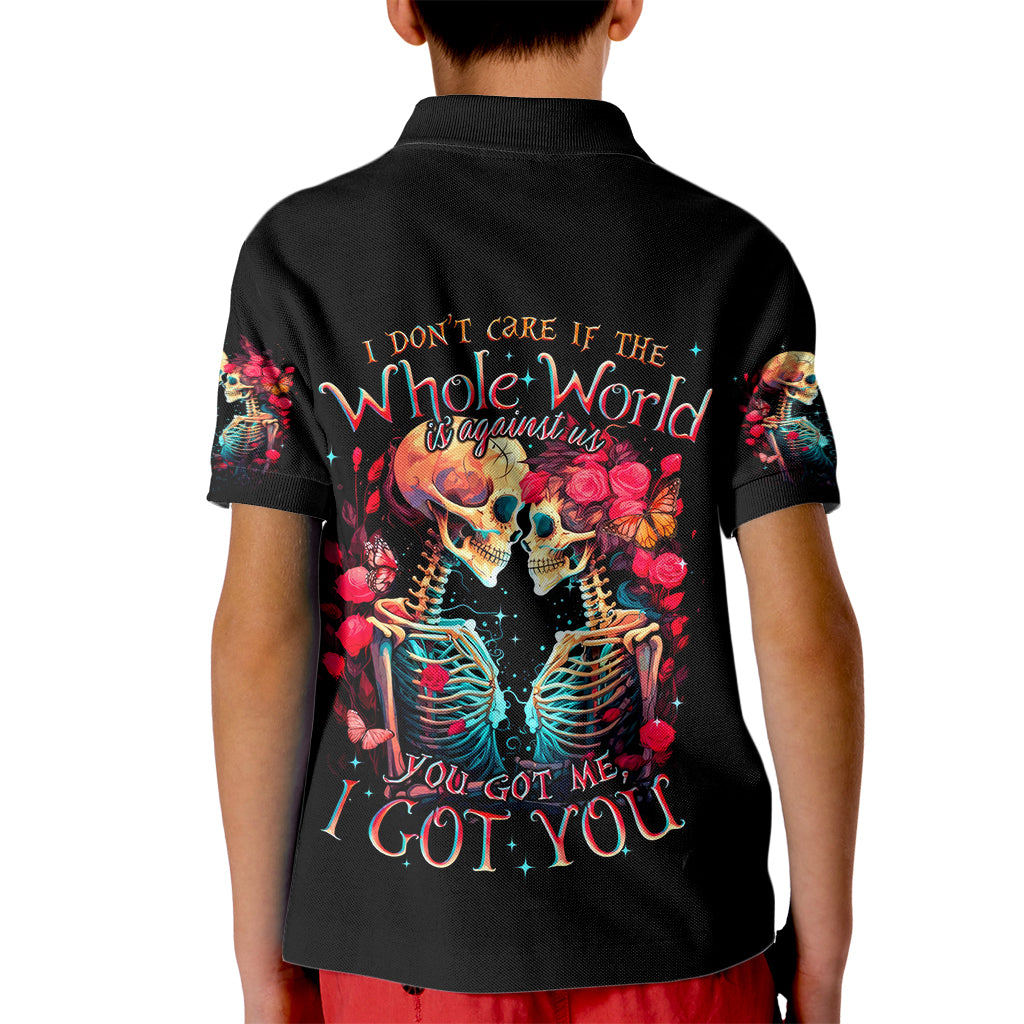 Couple Skull Kid Polo Shirt I Don't Care If The Whole World Is Against Us - Wonder Print Shop