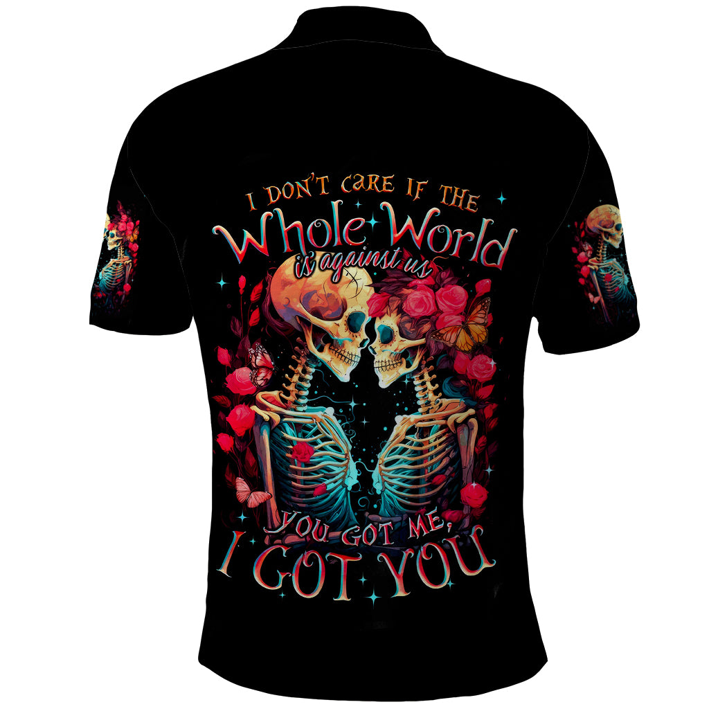 Couple Skull Polo Shirt I Don't Care If The Whole World Is Against Us - Wonder Print Shop