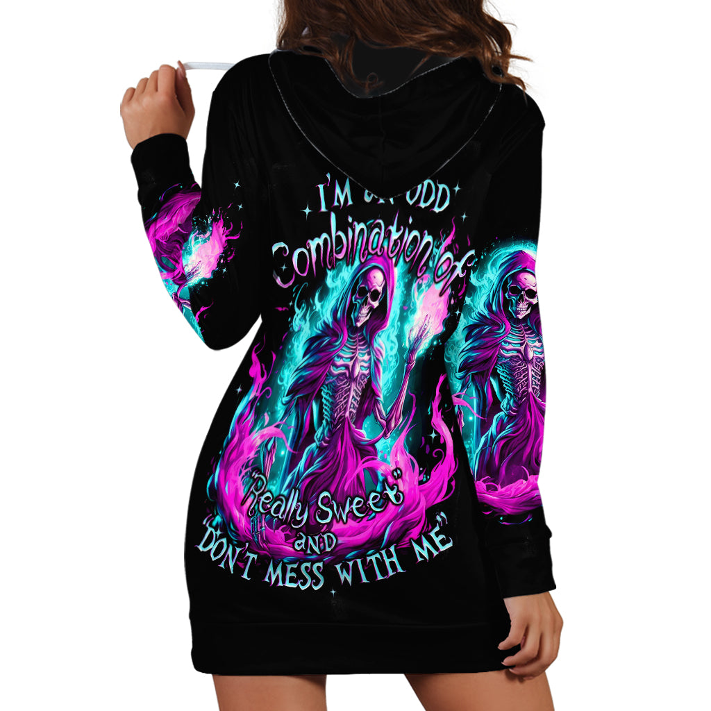 Flame Witch Skull Hoodie Dress I'm An Odd Combination Of Sweet And Don't Mess With Me - Wonder Print Shop