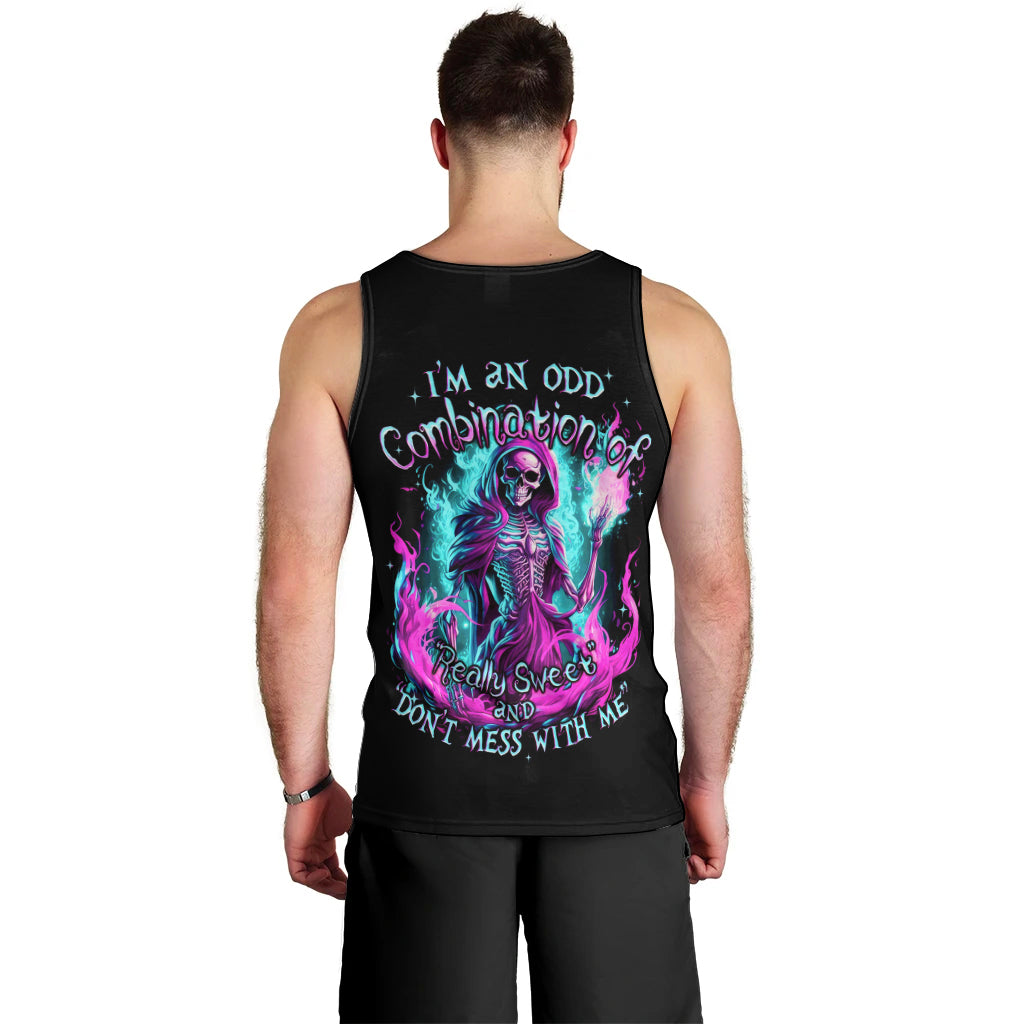 Flame Witch Skull Men Tank Top I'm An Odd Combination Of Sweet And Don't Mess With Me - Wonder Print Shop