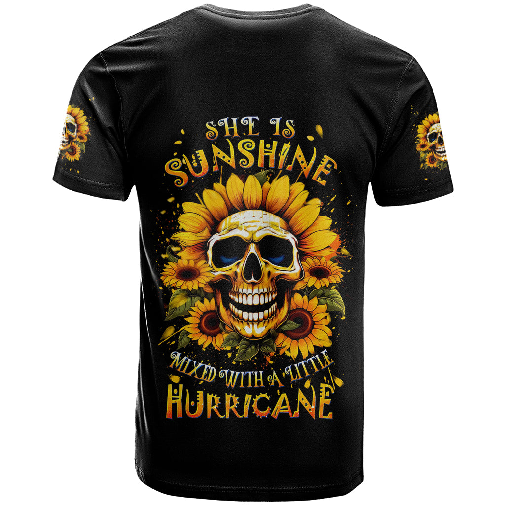 Sunflower Skull T Shirt She Is Sunshine Mixed With A Little Hurricance - Wonder Print Shop