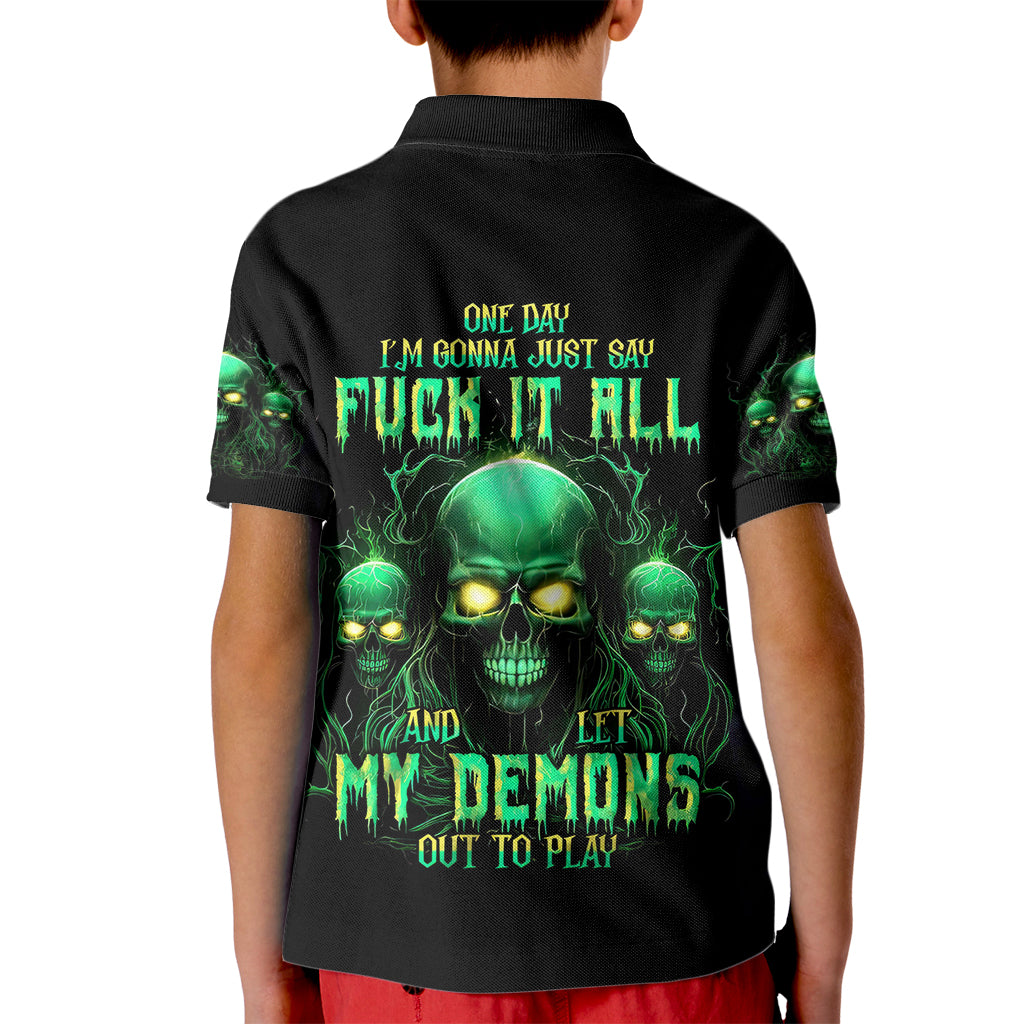 Thnder Skull Kid Polo Shirt One Day I Gonna Just Say F It All - Wonder Print Shop