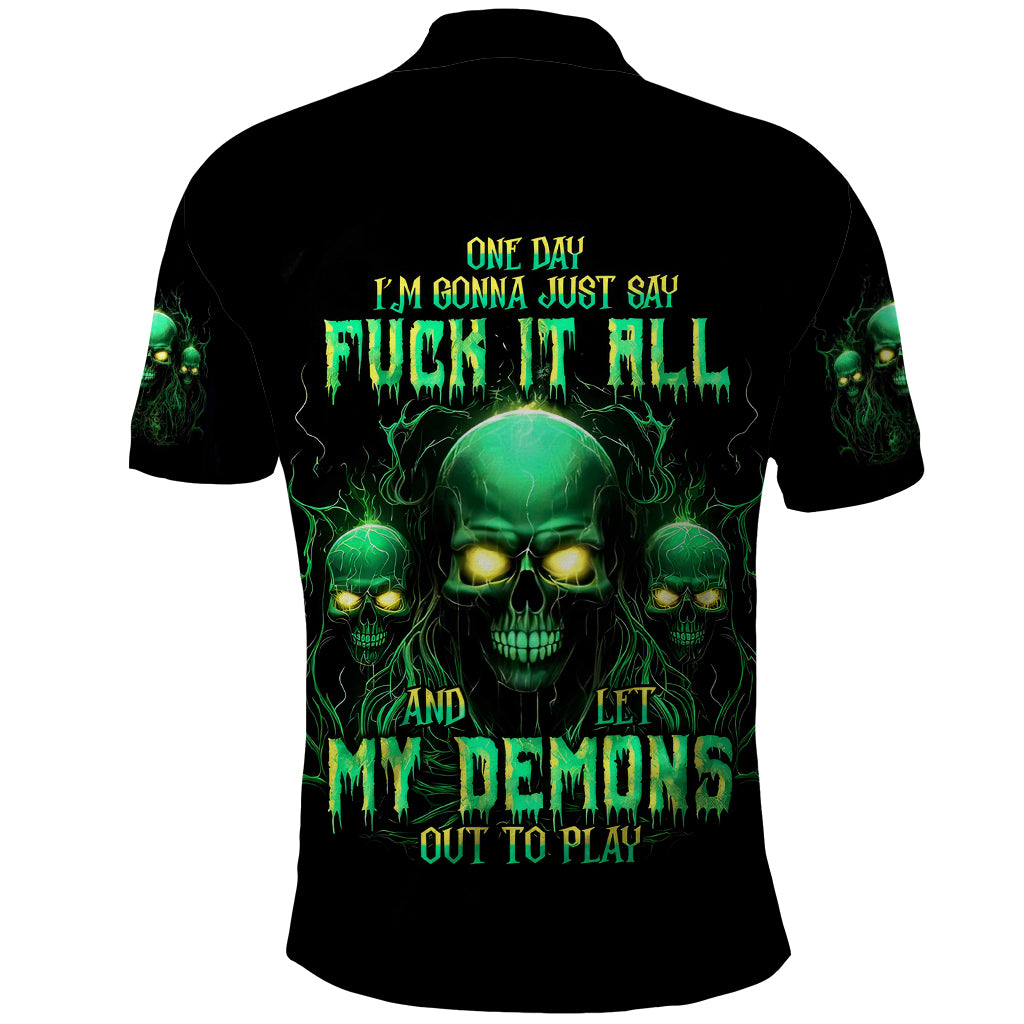 Thnder Skull Polo Shirt One Day I Gonna Just Say F It All - Wonder Print Shop