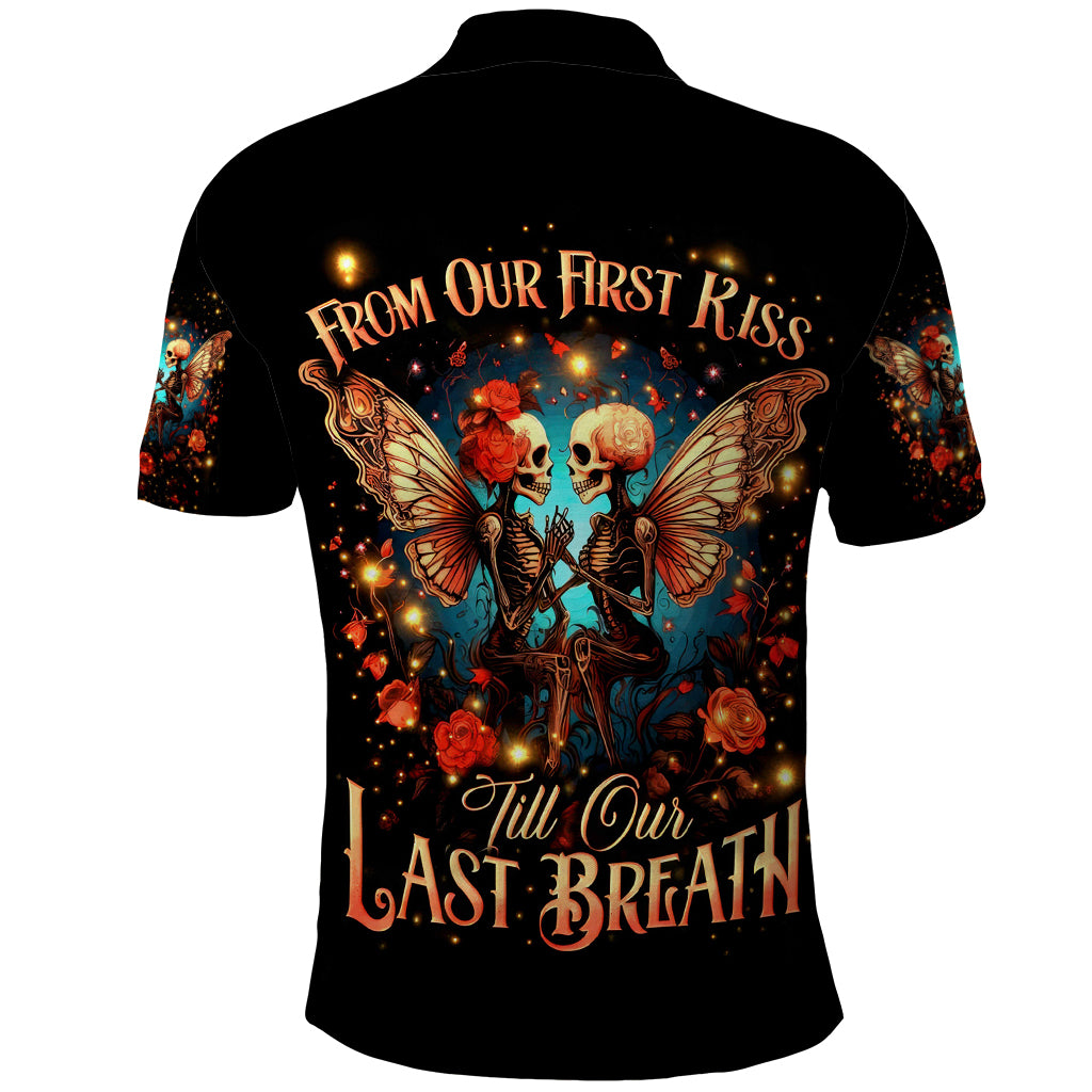 Couple Skull Polo Shirt From Our First Kiss Till Our Last Breath - Wonder Print Shop