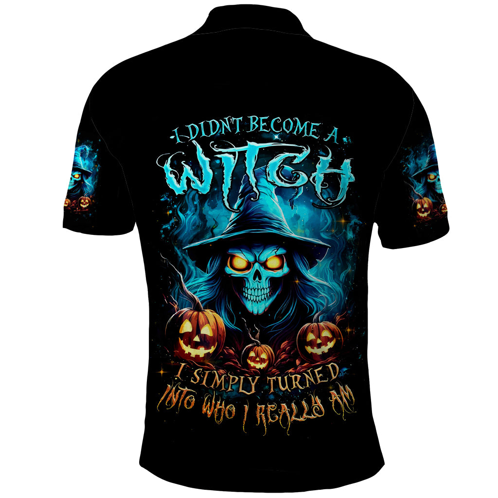 Witch Skull Halloween Polo Shirt I Didn't Becom A Witch - Wonder Print Shop