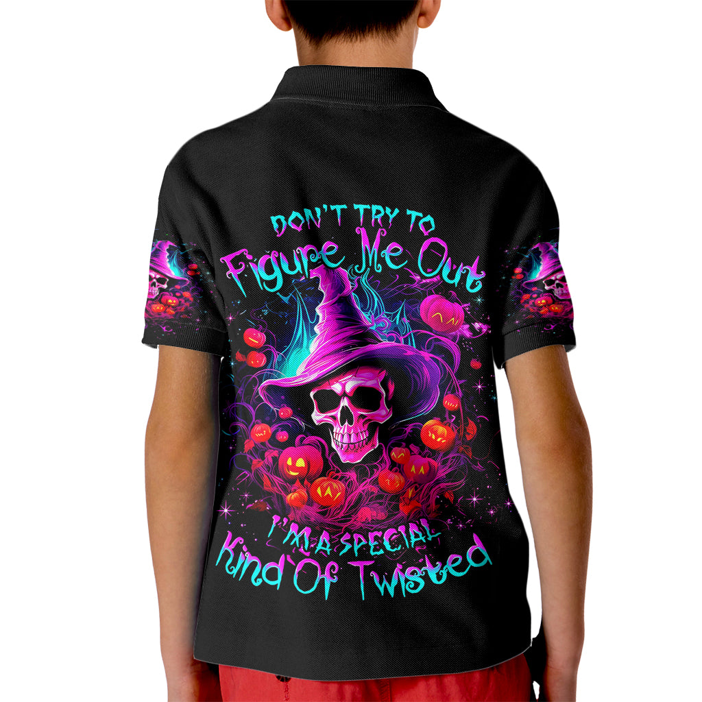 Witch Pumkin Skull Kid Polo Shirt Don't Try To Figure Me Out I'm A Special - Wonder Print Shop