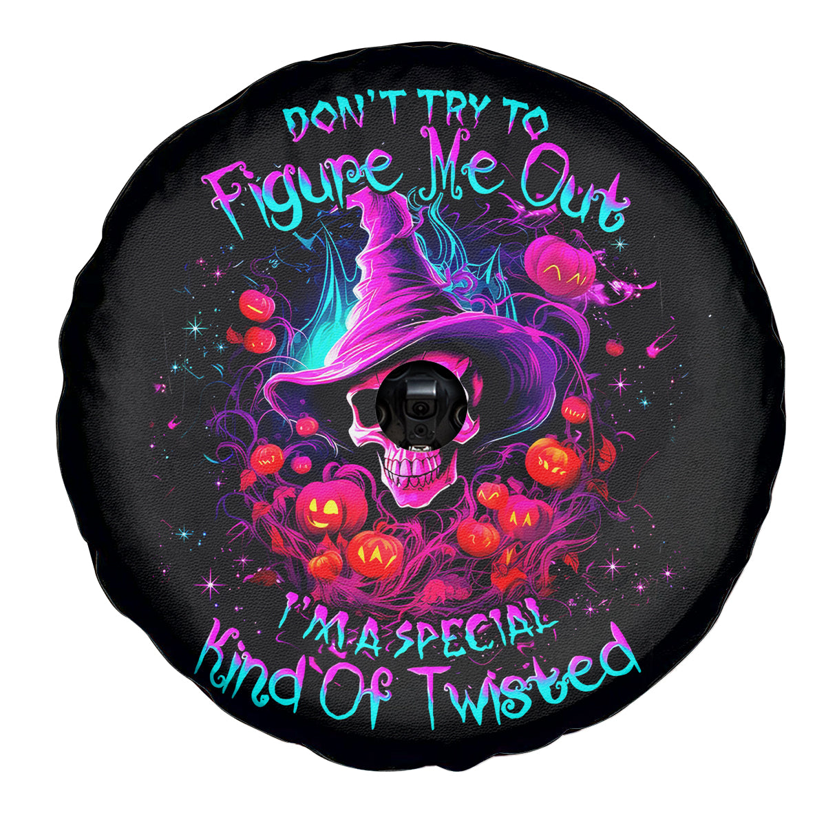 Witch Pumkin Skull Spare Tire Cover Don't Try To Figure Me Out I'm A Special - Wonder Print Shop