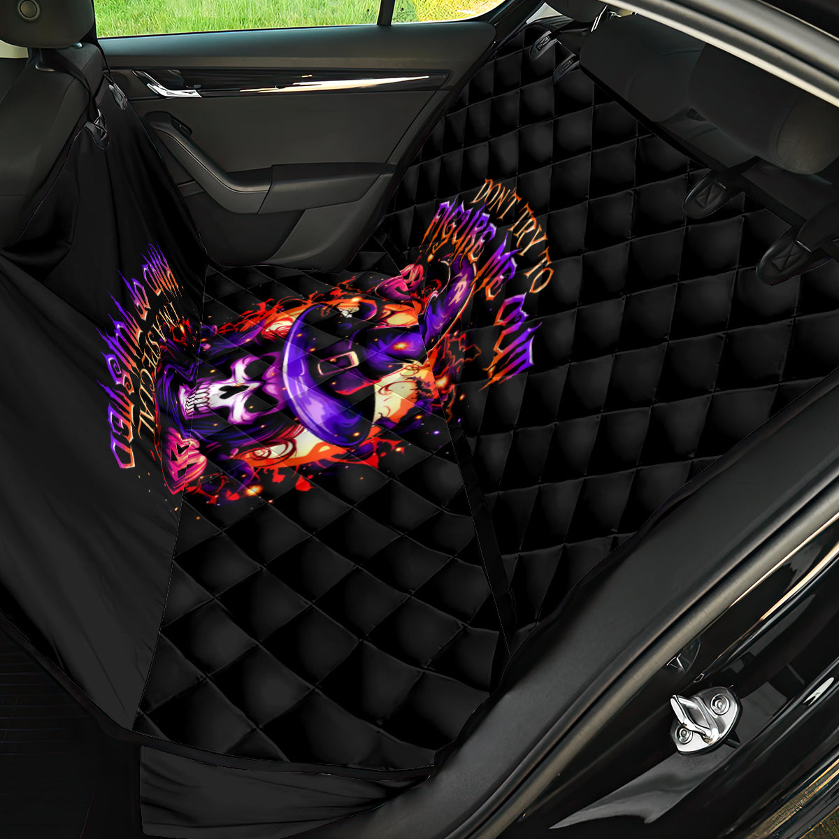 Wizard Skull Halloween Back Car Seat Cover Don't Try To Figure Me Out I'm A Special - Wonder Print Shop