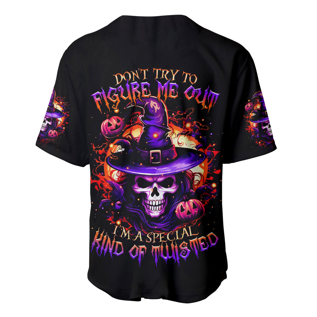 Wizard Skull Halloween Baseball Jersey Don't Try To Figure Me Out I'm A Special - Wonder Print Shop