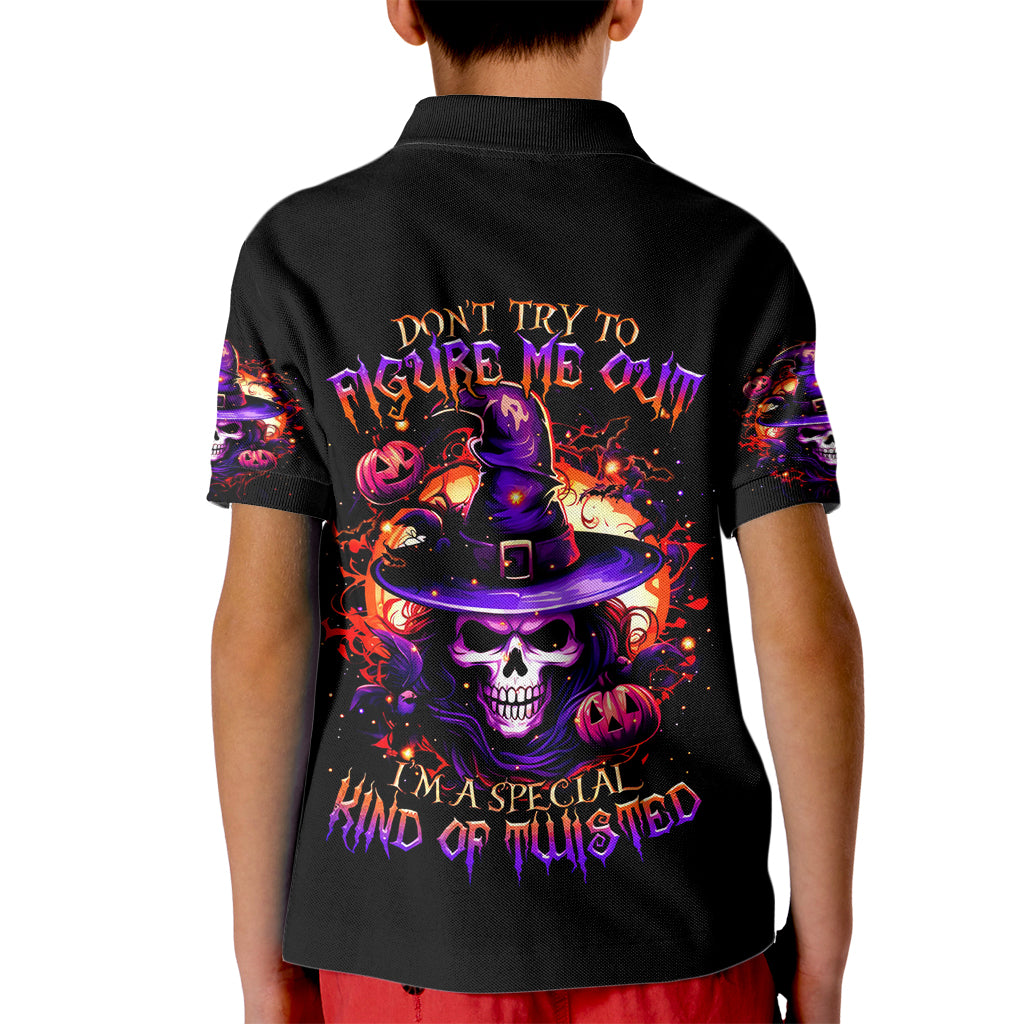 Wizard Skull Halloween Kid Polo Shirt Don't Try To Figure Me Out I'm A Special - Wonder Print Shop