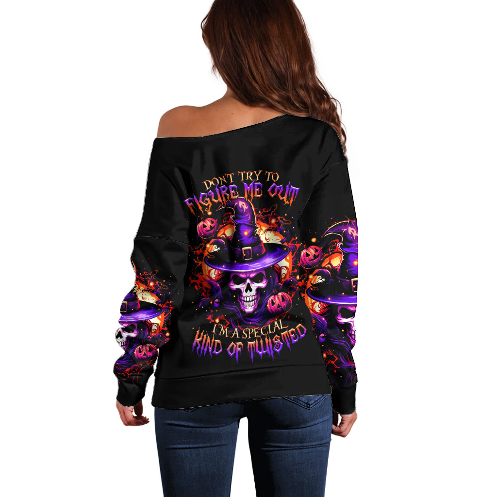 Wizard Skull Halloween Off Shoulder Sweater Don't Try To Figure Me Out I'm A Special - Wonder Print Shop